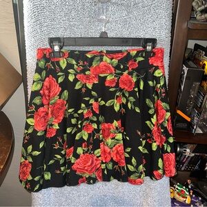 Floral Circle Skirt with Derby Red Rose Print